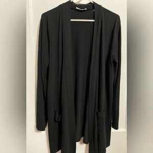 Zenana Black Knit Open Front Cardigan with Pockets - Large